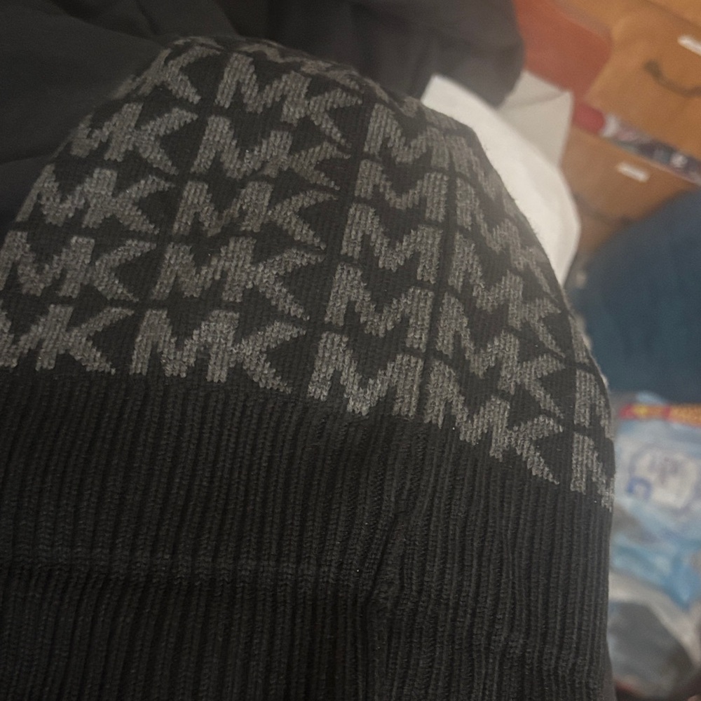 Michael Kors Black and Gray Knit Beanie